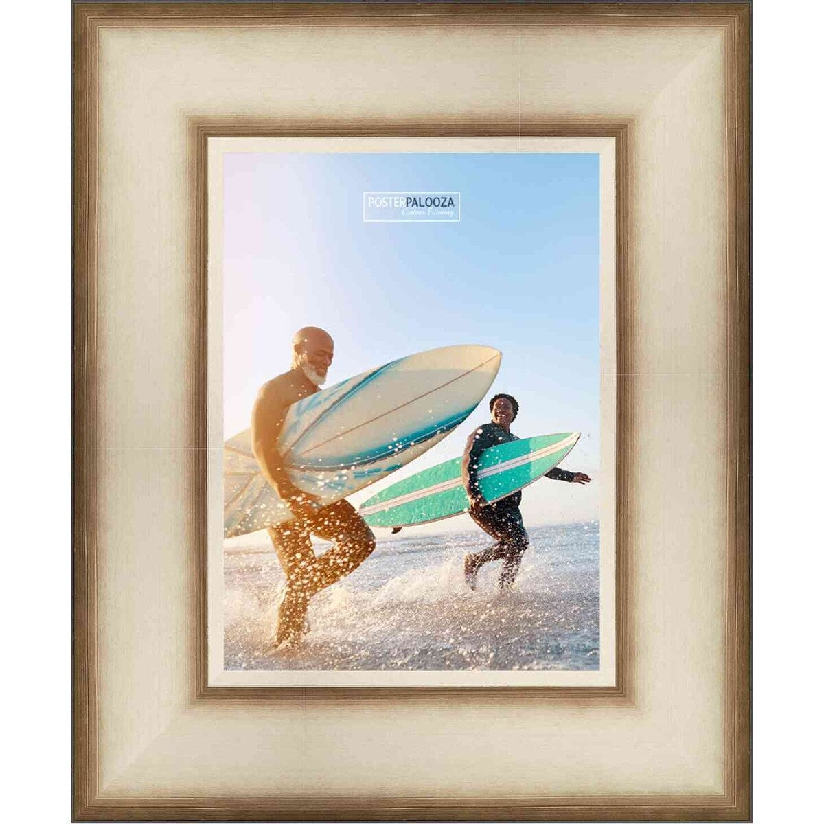 21x28 Traditional Antique Silver Complete Wood Picture Frame with UV Acrylic, Backing, & Hardware