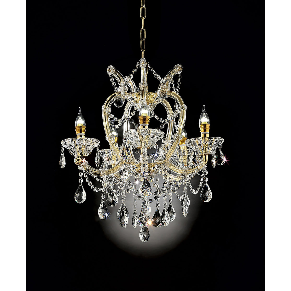 22 In. Bella Petite Gold Crystal 5 Light Chandelier - n