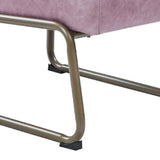 22 Inch Top Grain Leather Accent Chair, Metal Frame, Tufted Channel, Purple