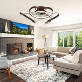 20 " Modern Flush Mount Ceiling Fan with Curve LED Light Kit 3 Light Tone Dimmable Light 6 Fan Speed Remote and App Control
