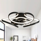 20 " Modern Flush Mount Ceiling Fan with Curve LED Light Kit 3 Light Tone Dimmable Light 6 Fan Speed Remote and App Control