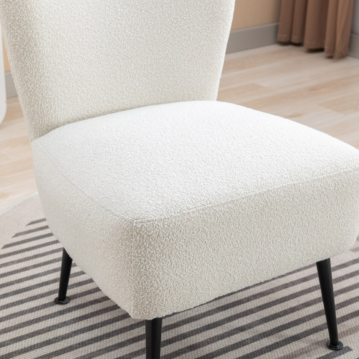 22.50''W Boucle Upholstered Armless Accent Chair Modern Slipper Chair, Cozy Curved Wingback Armchair, Corner Side Chair