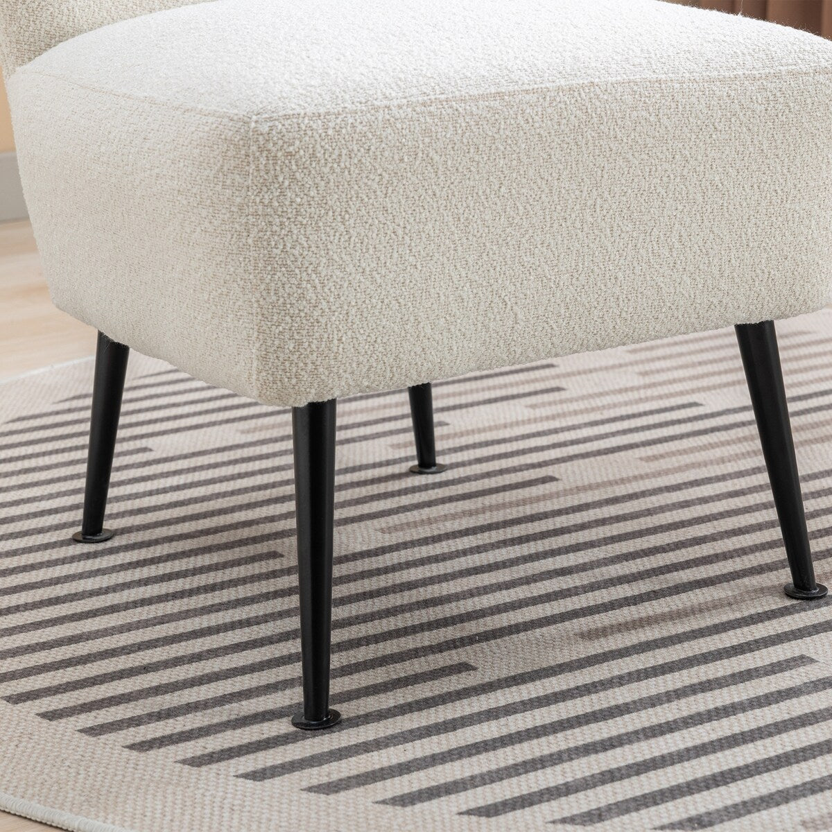 22.50''W Boucle Upholstered Armless Accent Chair Modern Slipper Chair, Cozy Curved Wingback Armchair, Corner Side Chair