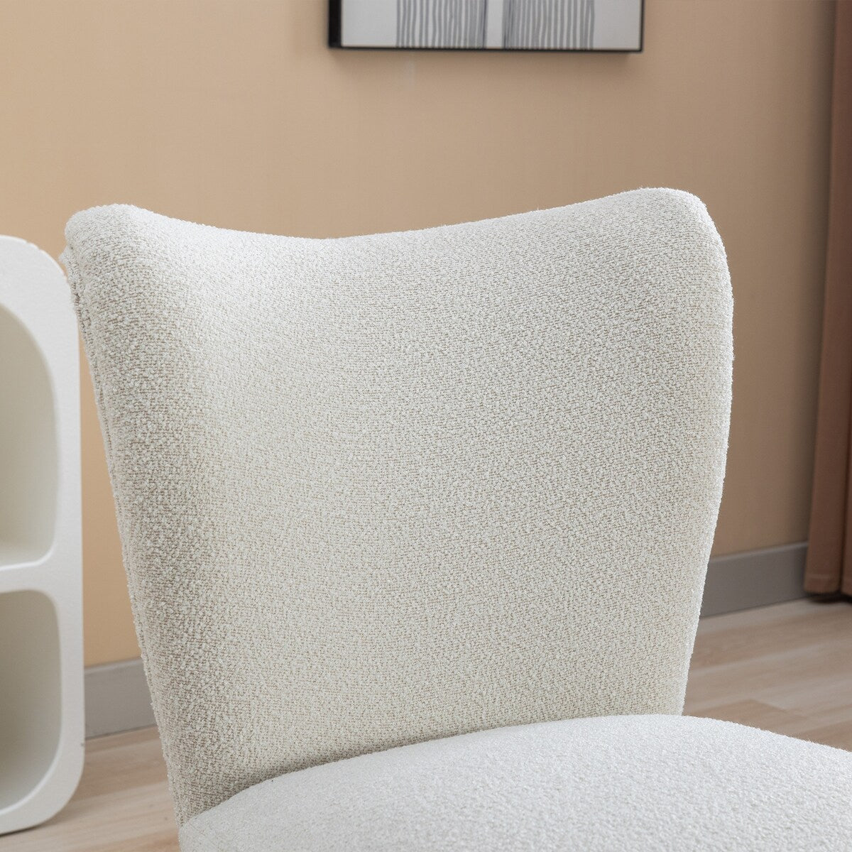 22.50''W Boucle Upholstered Armless Accent Chair Modern Slipper Chair, Cozy Curved Wingback Armchair, Corner Side Chair