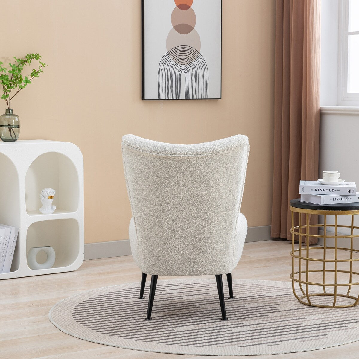 22.50''W Boucle Upholstered Armless Accent Chair Modern Slipper Chair, Cozy Curved Wingback Armchair, Corner Side Chair