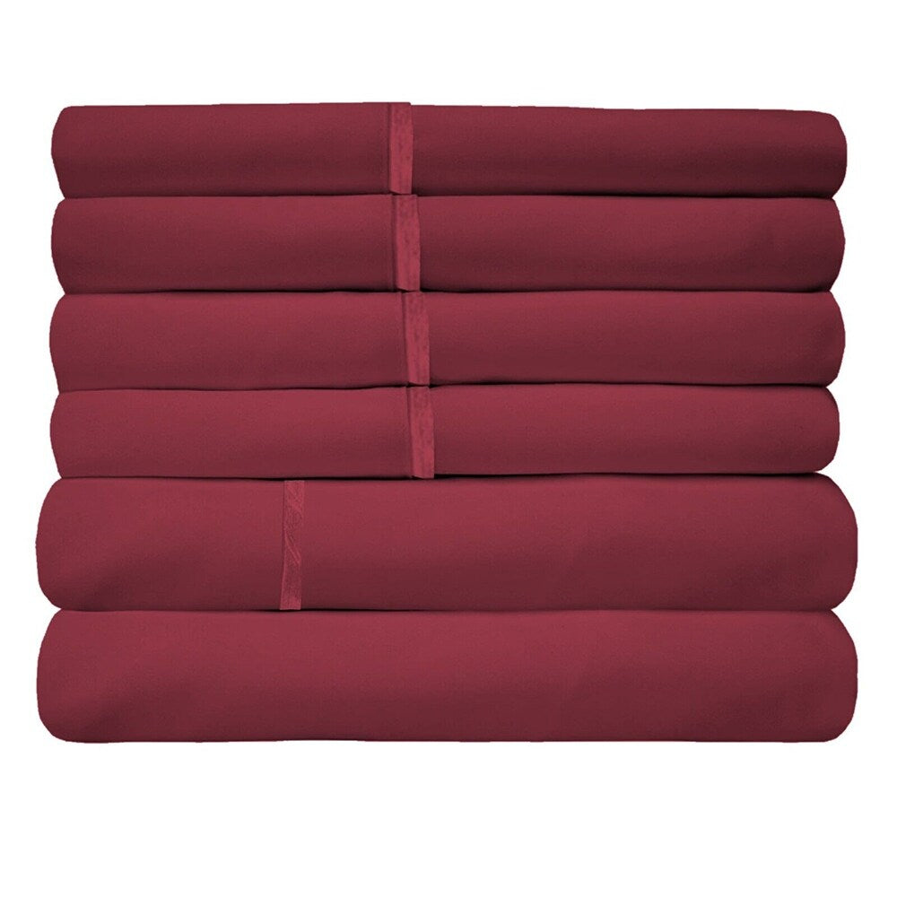 2200 Count 6 Pc Premium Bamboo Deep Pocket CalKing Sheet Burgundy