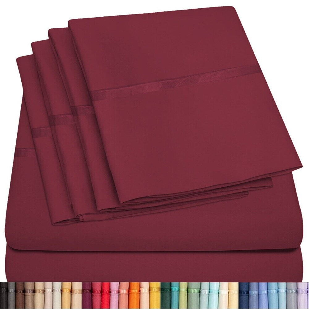 2200 Count 6 Pc Premium Bamboo Deep Pocket CalKing Sheet Burgundy