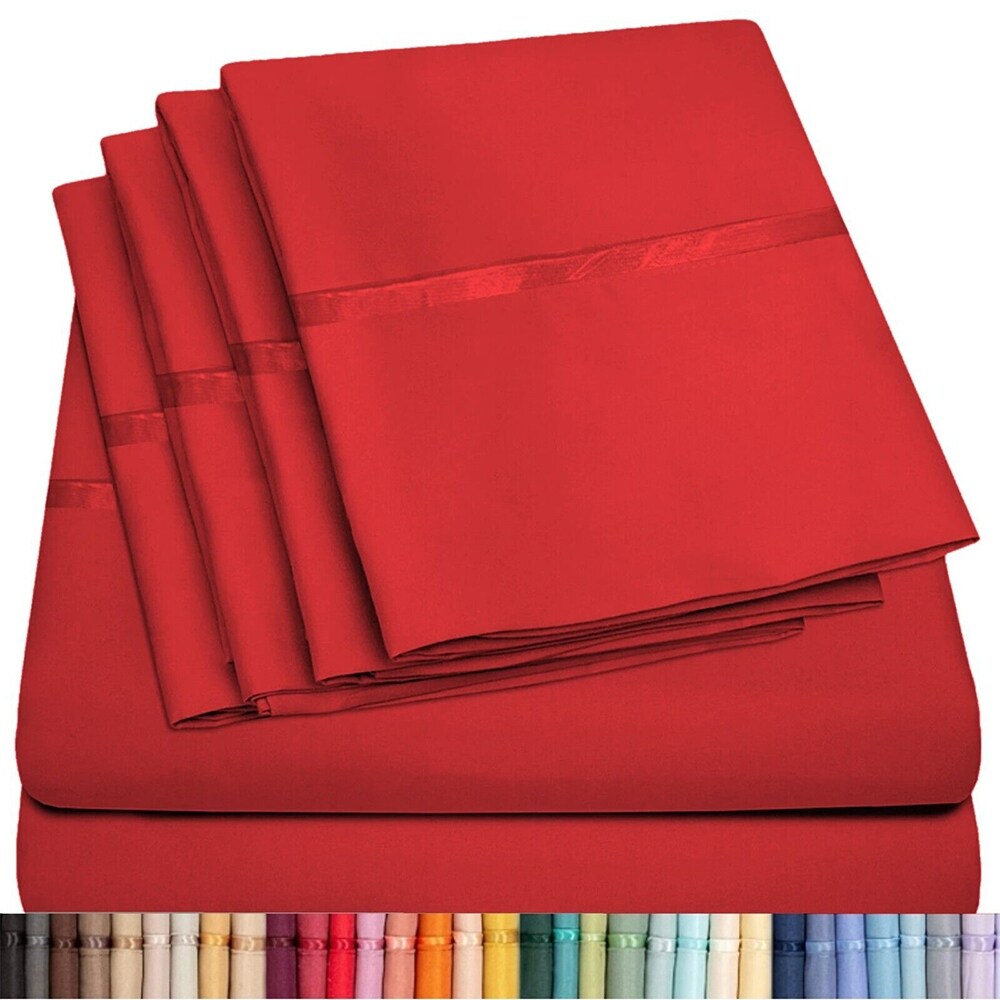 2200 Count 6 Pc Premium Bamboo Deep Pocket Twin Sheet Red