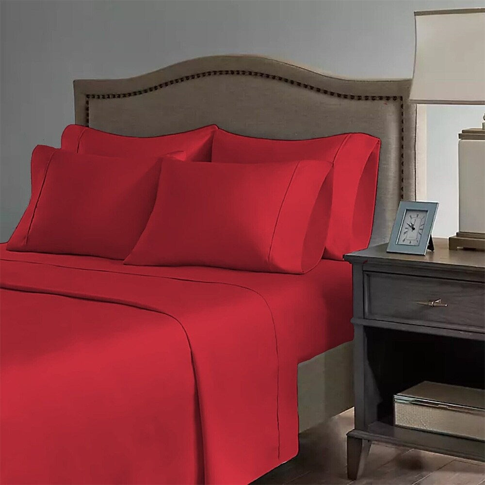 2200 Count 6 Pc Premium Bamboo Deep Pocket Twin Sheet Red