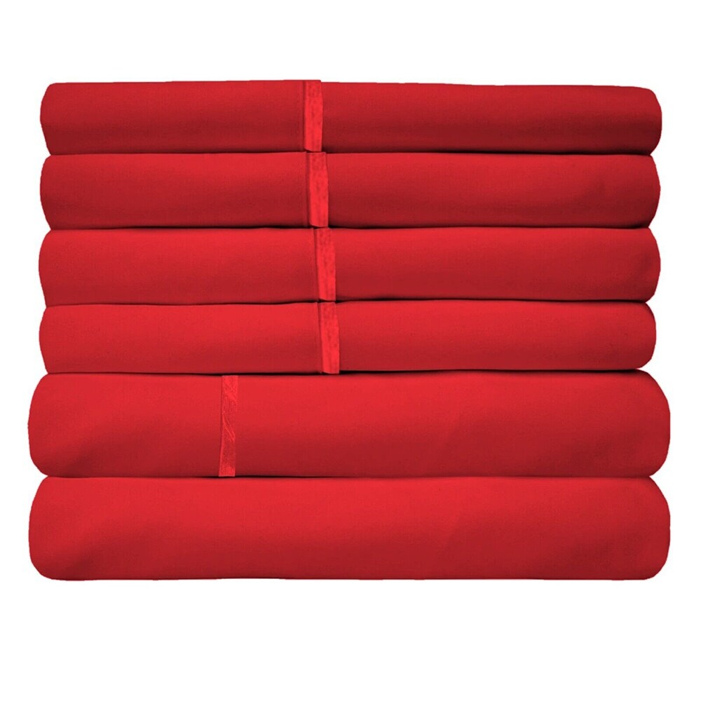 2200 Count 6 Pc Premium Bamboo Deep Pocket Twin Sheet Red