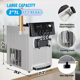 2200W Commercial Ice Cream Machine, 2+1 Flavors Soft Serve Ice Cream Maker