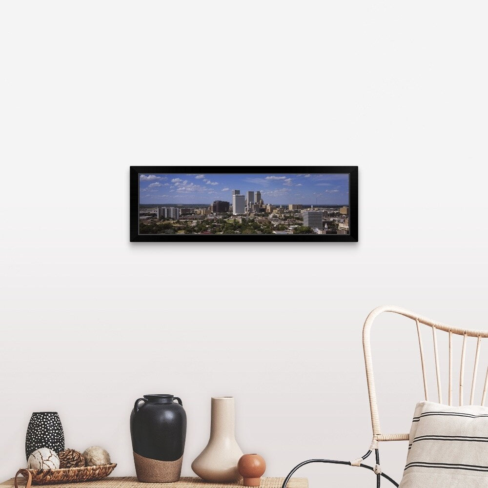 "Aerial view of buildings in a city Tulsa Oklahoma" Black Framed Print