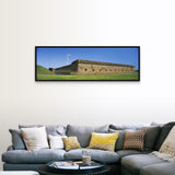 "American flag on a fort, Fort Pulaski National Monument, Savannah, Georgia" Black Float Frame Canvas Art