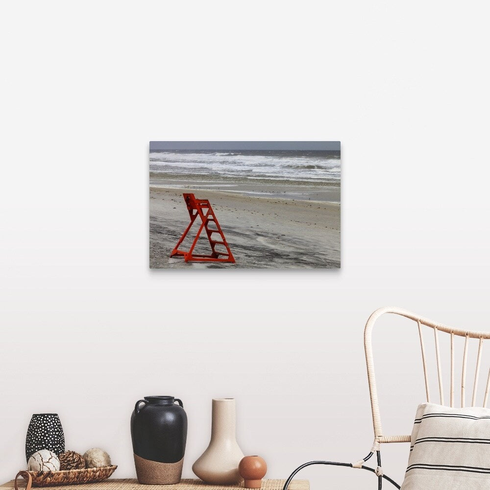 "An empty lifeguard chair" Canvas Wall Art