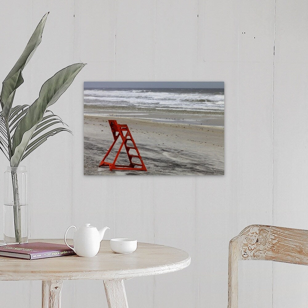 "An empty lifeguard chair" Canvas Wall Art