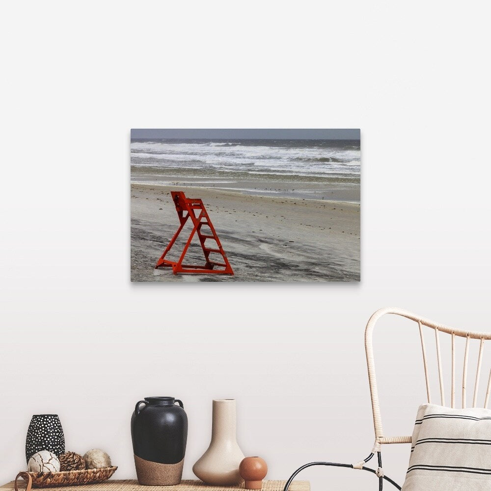 "An empty lifeguard chair" Canvas Wall Art