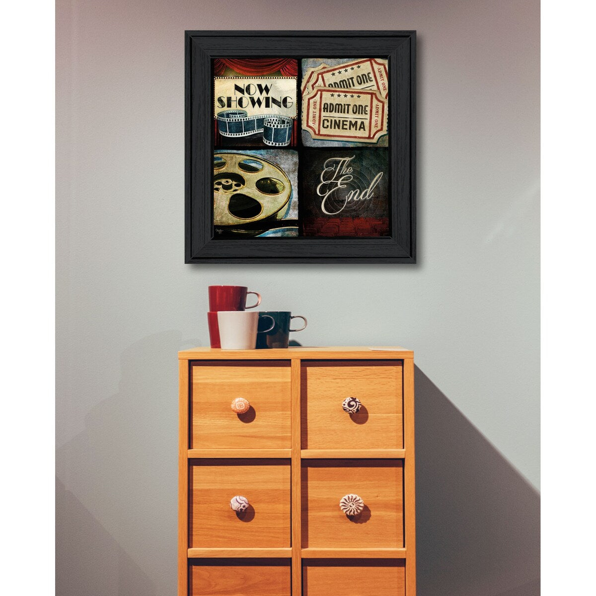 TrendyDecor4U Farmhouse "At the Movies I" Framed Print Wall Art by Mollie B - Multi-Color