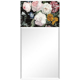 "B- Bouquet" Rectangular Beveled Mirror on Free Floating Printed Tempered Art Glass - Clear - 24 x 48