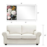 "B- Bouquet" Rectangular Beveled Mirror on Free Floating Printed Tempered Art Glass - Clear - 24 x 48