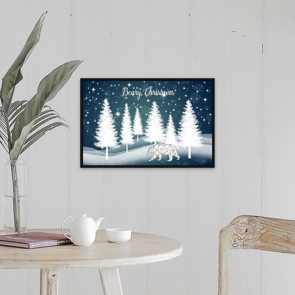 "Beary Christmas" Black Float Frame Canvas Art