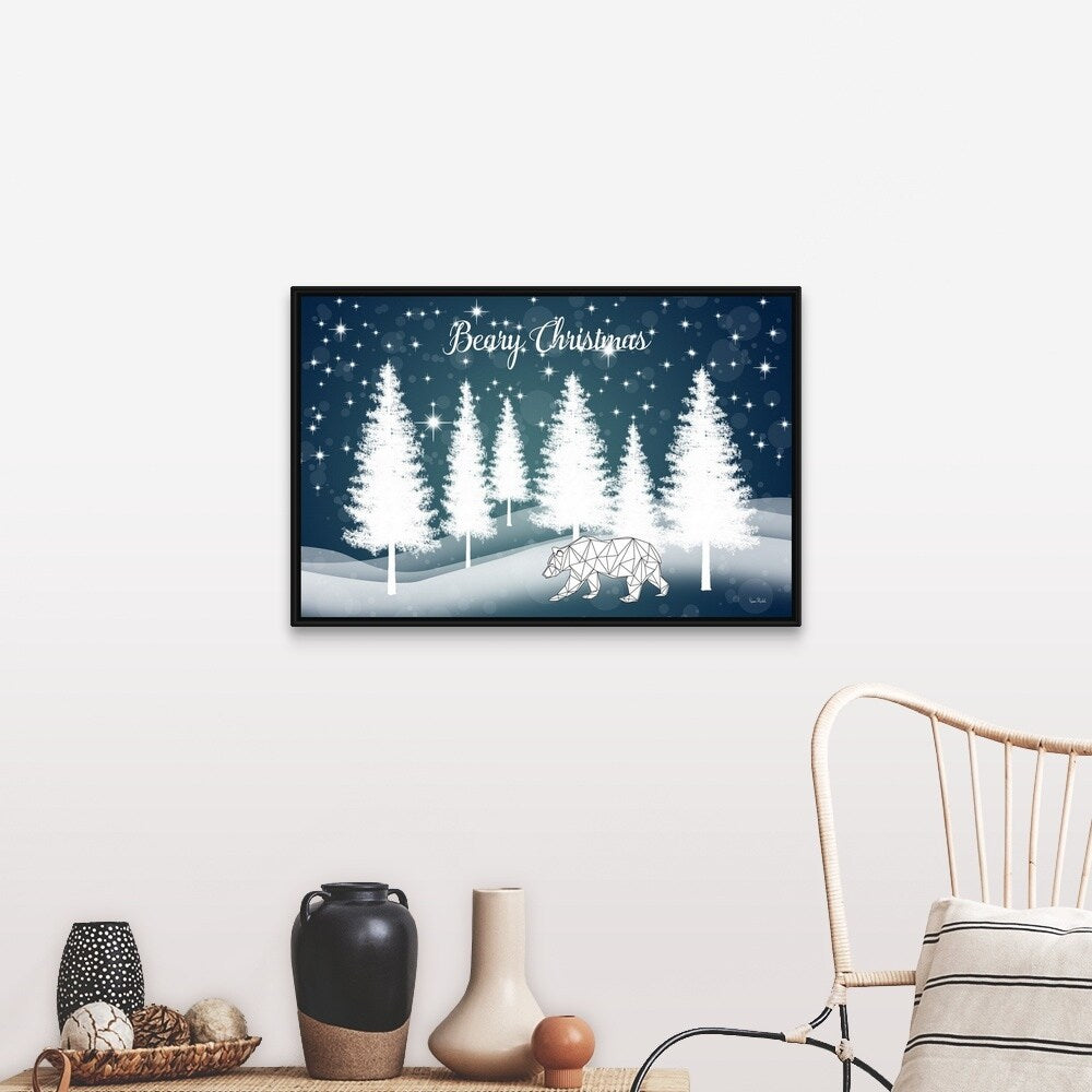 "Beary Christmas" Black Float Frame Canvas Art
