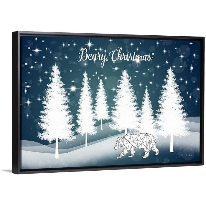 "Beary Christmas" Black Float Frame Canvas Art
