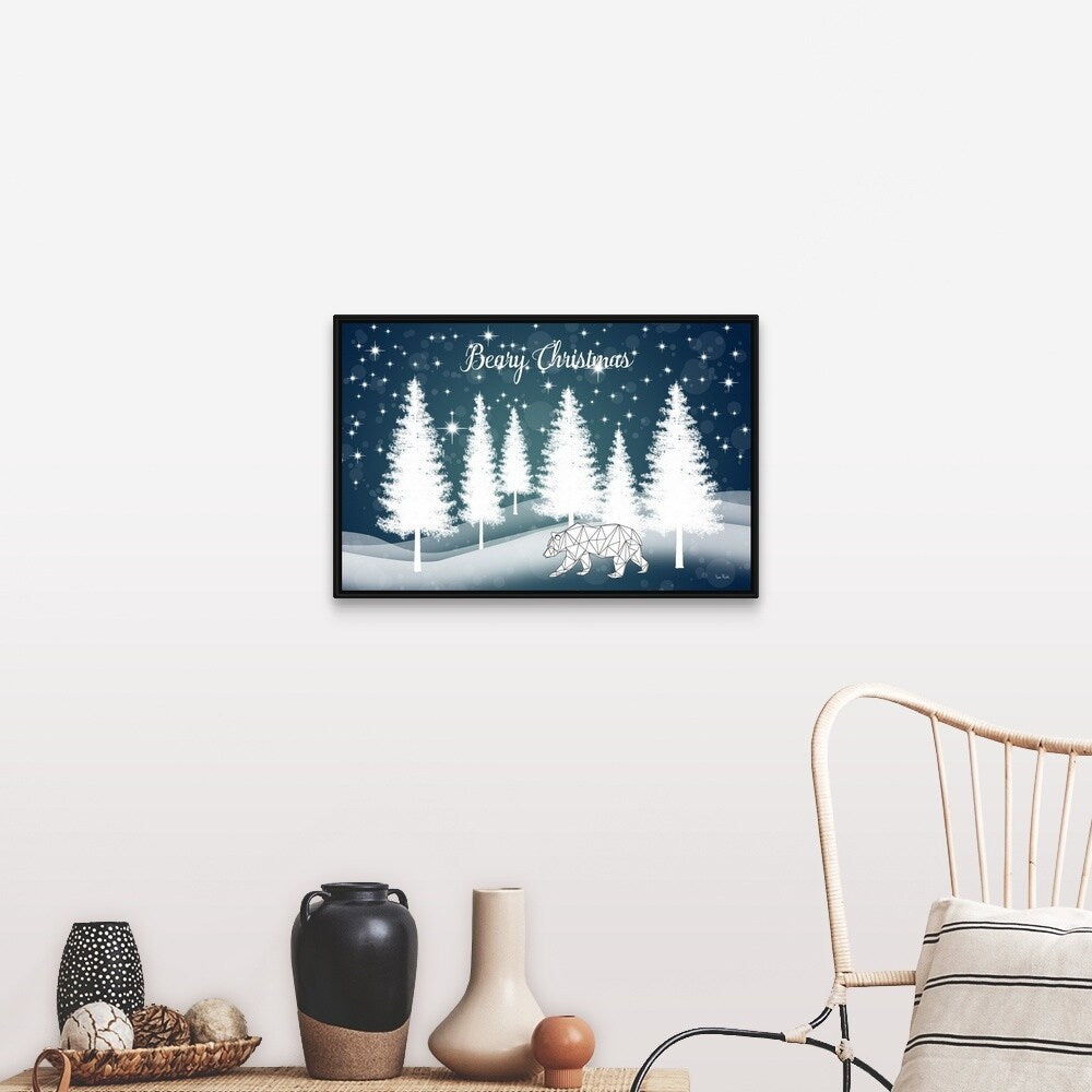 "Beary Christmas" Black Float Frame Canvas Art