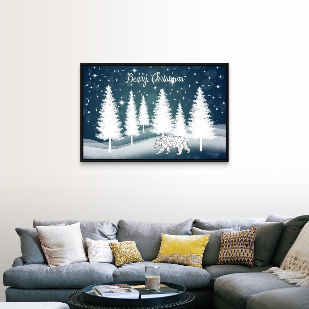 "Beary Christmas" Black Float Frame Canvas Art