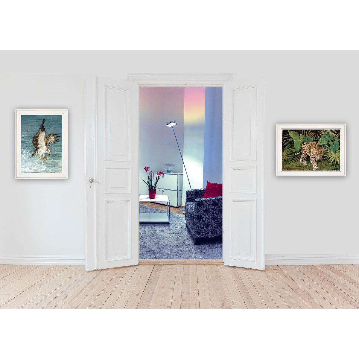 "Beautiful Hunters" 2-Piece Vignette by Jacquee Krause, White Frame