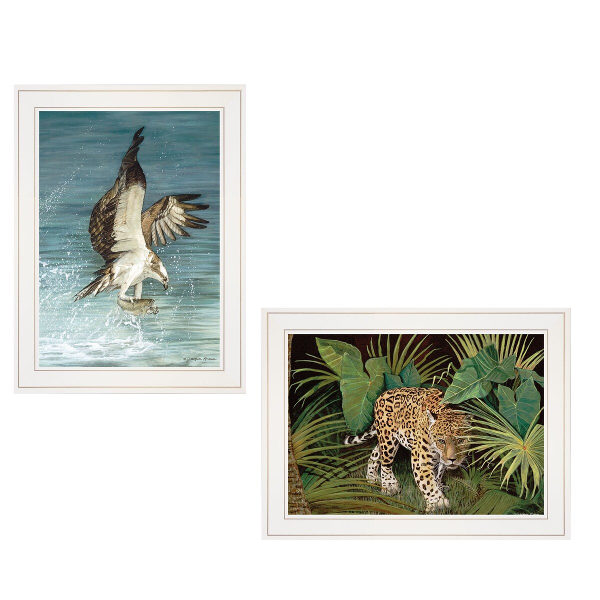 "Beautiful Hunters" 2-Piece Vignette by Jacquee Krause, White Frame