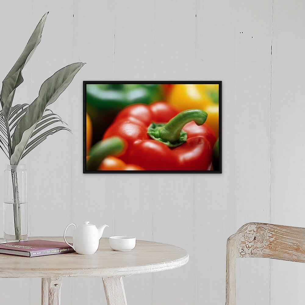 "Bell peppers" Black Float Frame Canvas Art