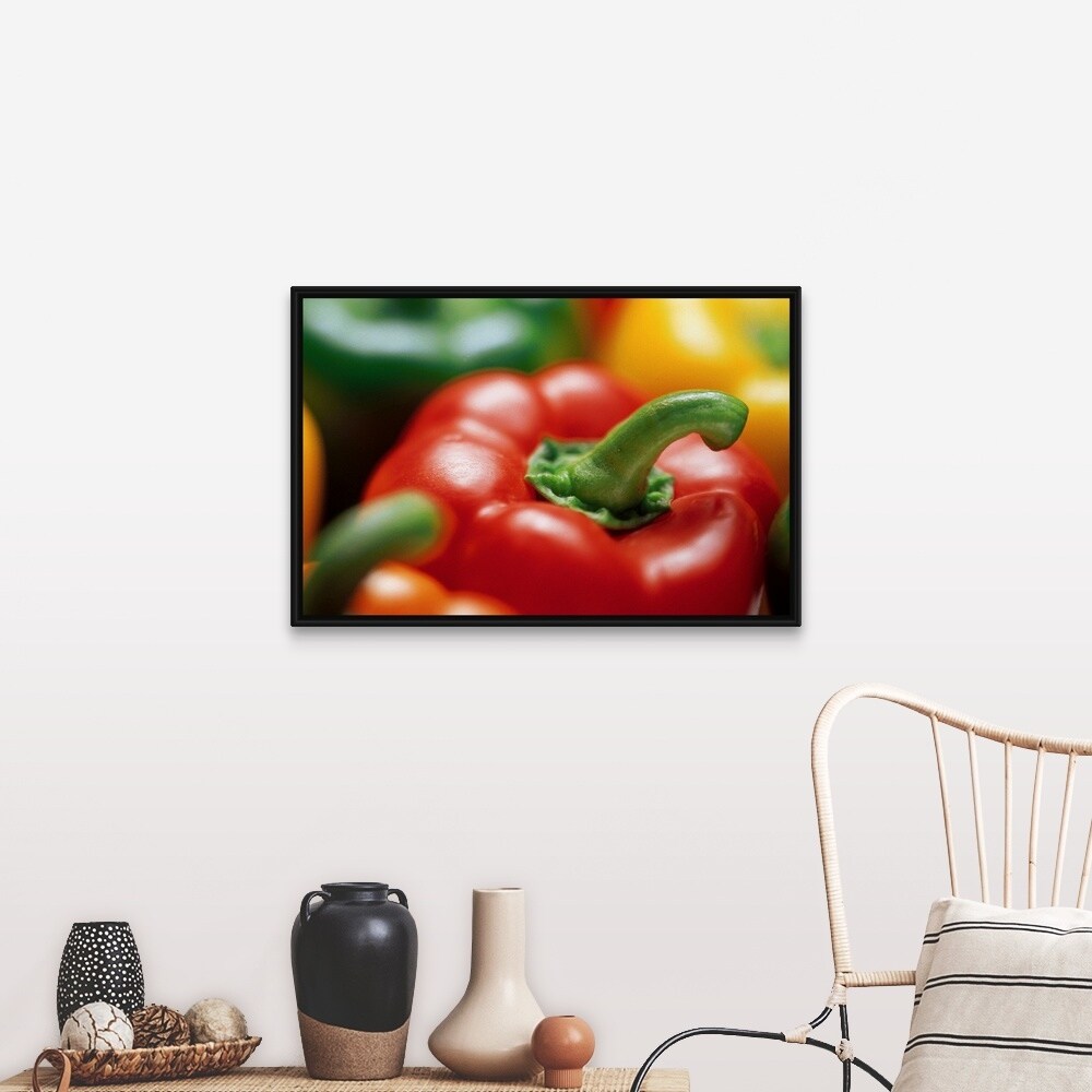 "Bell peppers" Black Float Frame Canvas Art