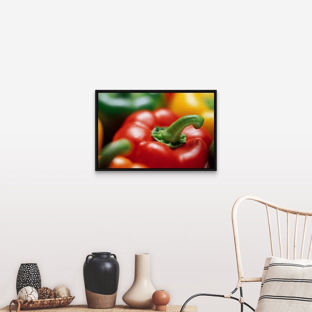 "Bell peppers" Black Float Frame Canvas Art