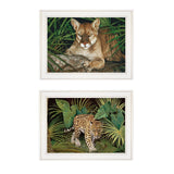 "Big Cats" 2-Piece Vignette by Jacquee Krause, White Frame