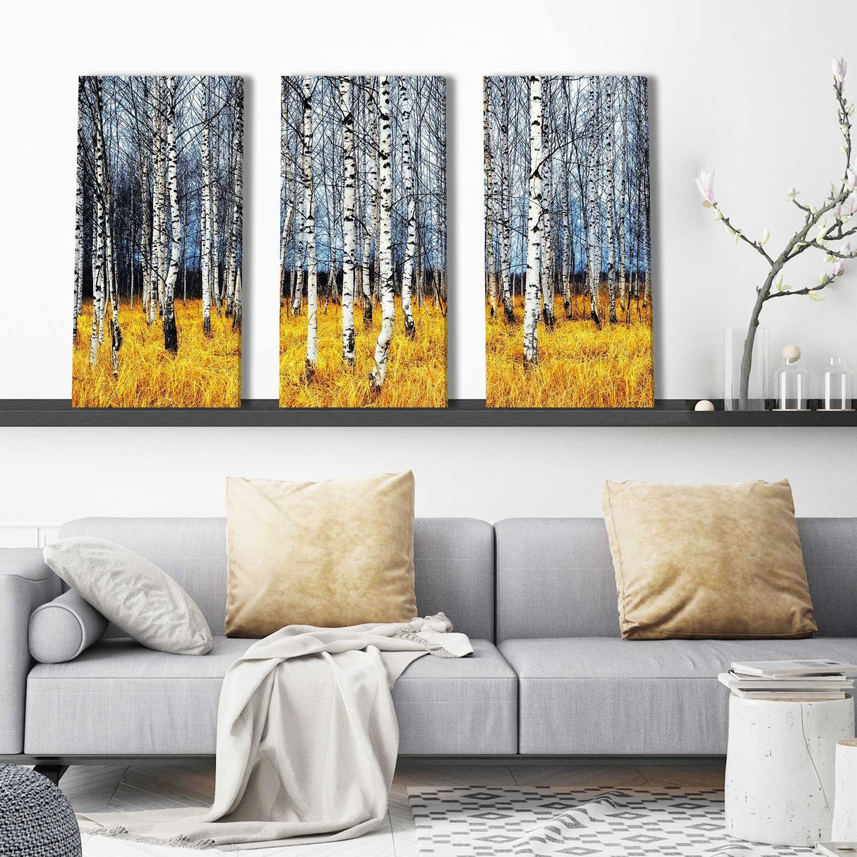 "Birch Trees 2" 3 Piece Set on Canvas