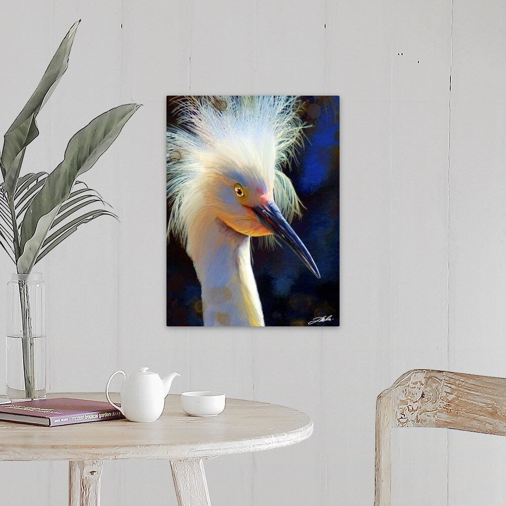 "Black lit Egret" Canvas Wall Art