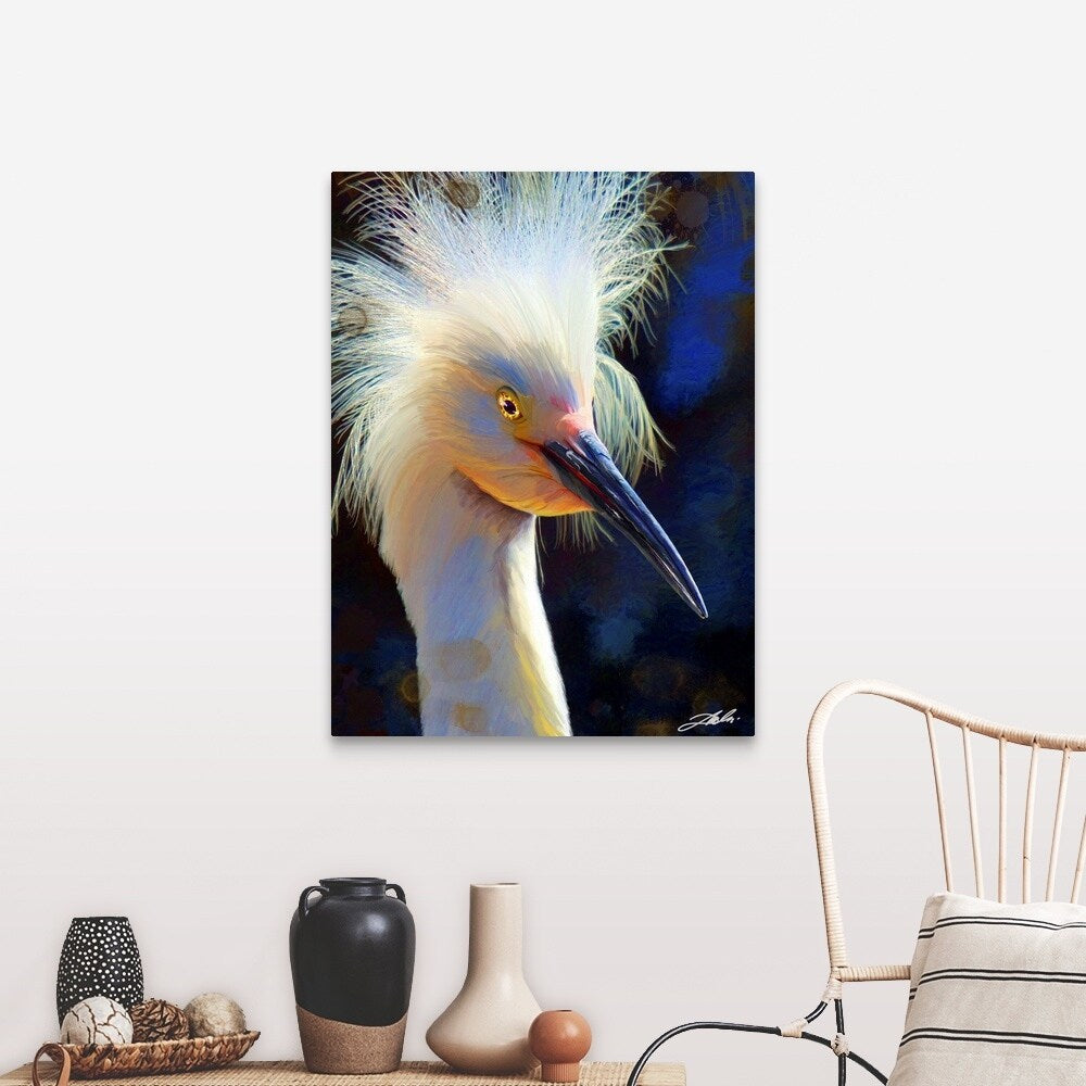 "Black lit Egret" Canvas Wall Art