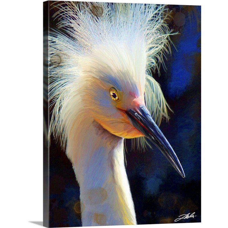 "Black lit Egret" Canvas Wall Art