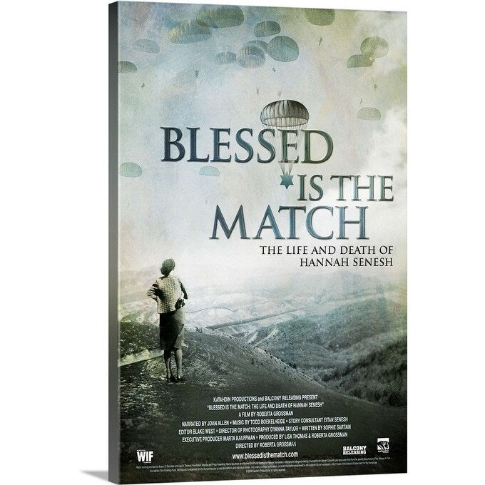 "Blessed Is the Match The Life and Death of Hannah Senesh - Movie Poster" Canvas Wall Art