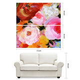 "Blossoms in Rouge & Blush" Oversized 72"x 36" Frameless Free-Floating Reverse Printed Tempered Art Glass Panels Set