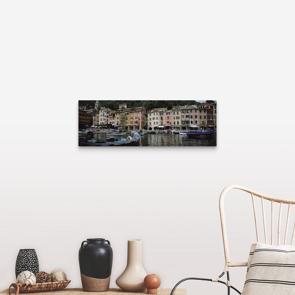 "Boats moored at the harbor, Italian Riviera, Portofino, Italy" Canvas Wall Art