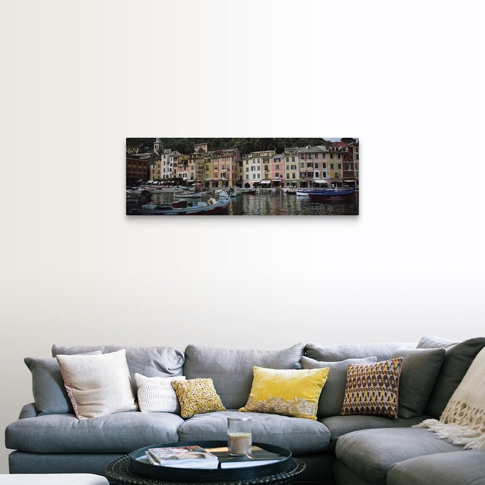 "Boats moored at the harbor, Italian Riviera, Portofino, Italy" Canvas Wall Art