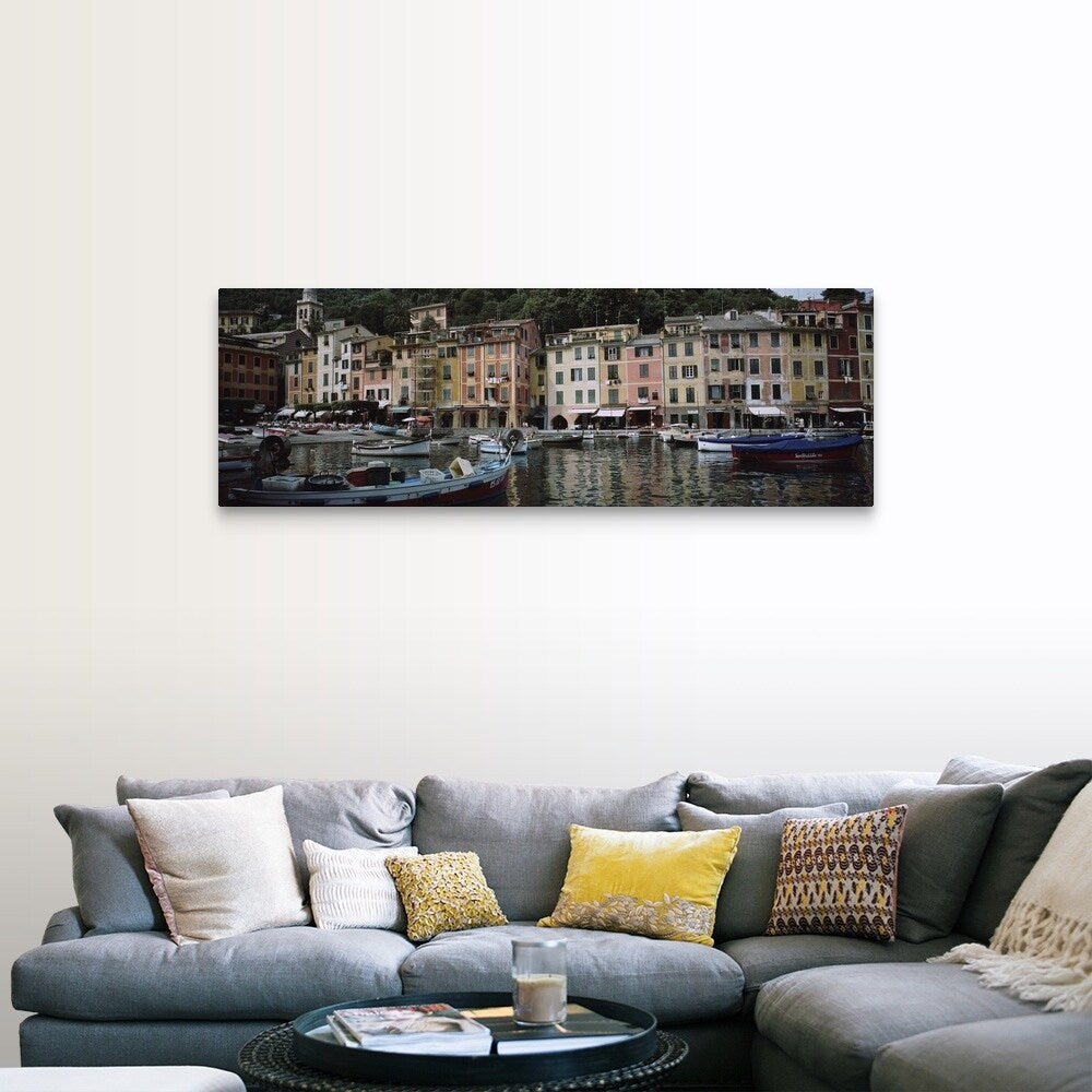 "Boats moored at the harbor, Italian Riviera, Portofino, Italy" Canvas Wall Art