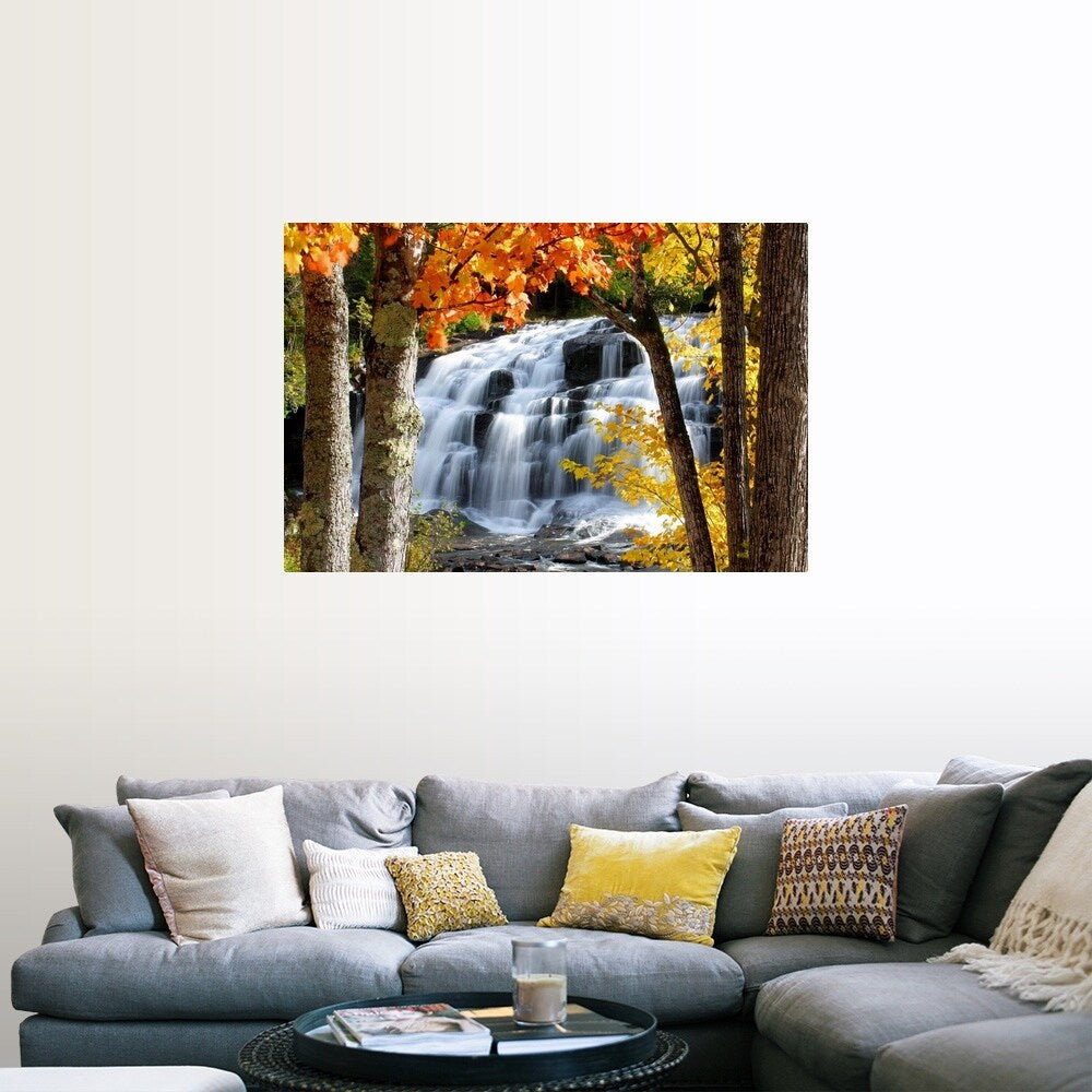 "Bond Falls dressed in Autumn colors Paulding Michigan." Poster Print - Multi