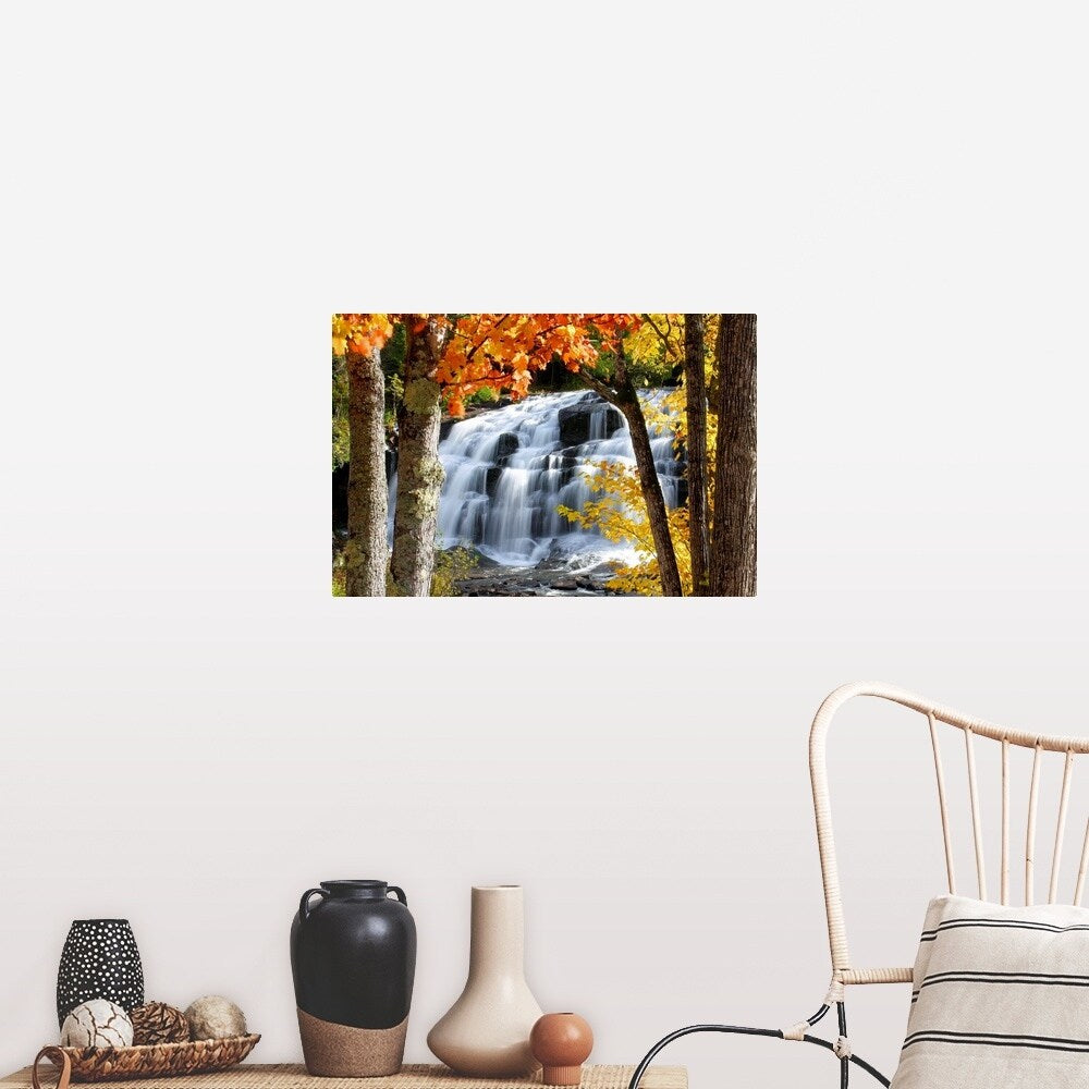 "Bond Falls dressed in Autumn colors Paulding Michigan." Poster Print - Multi