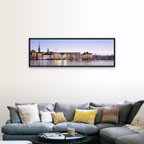 "Buildings on the waterfront, Old Town, Stockholm, Sweden" Black Float Frame Canvas Art