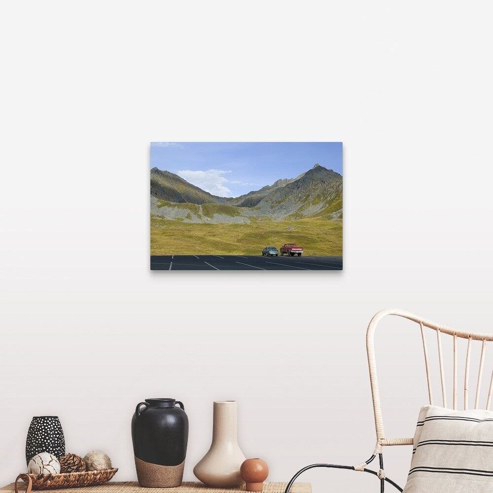 "Cars parked in a parking lot, Independence Mine State Historical Park, Hatcher Pass, Alaska" Canvas Wall Art