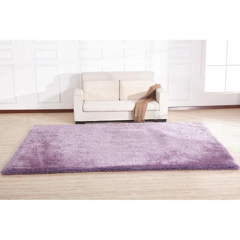 "Chubby Shaggy" Hand Tufted Area Rug - Lavender purple - 6' X 8'
