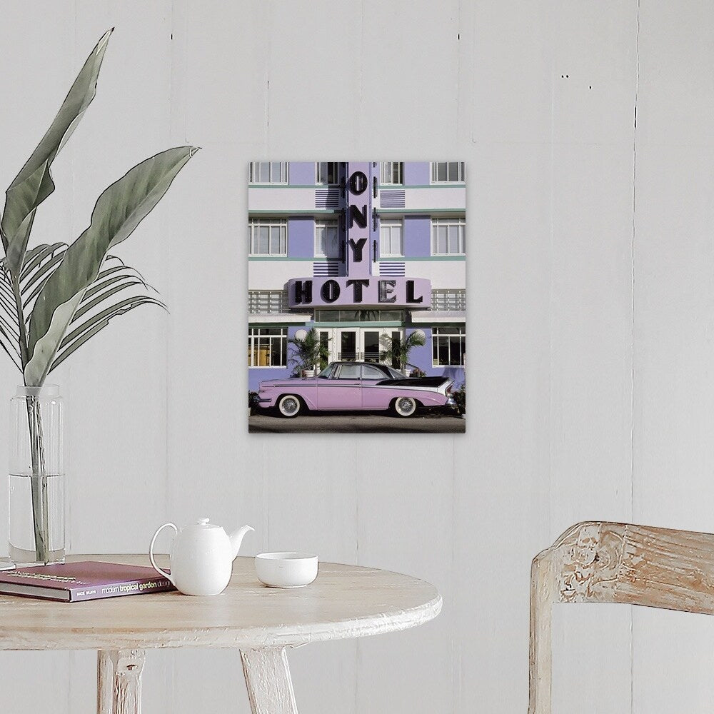 "Classic Car Colony Hotel Miami Beach FL" Canvas Wall Art