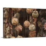 "Clay fish and pottery hanging" Canvas Wall Art